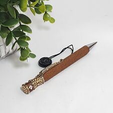 Jimmy Crystal Ballpoint Pen Brown Leather Faux with Gold Swarovski Crystals picture