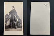 Bernier, Brest, lady in coat vintage albumen print. CDV. Alb Print picture