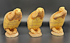 3 Vintage Resin Turtle Tortoise Textured  Figurines See Hear Speak No Evil AS IS picture
