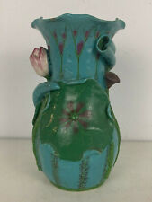 Vintage Chinese Signed Lotus & Flower Form Ceramic Art Pottery Vase picture