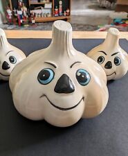 Garlic With faces Lot Of 3 Anthropomorphic Garlic Shakers Salt Pepper & Garlic  picture