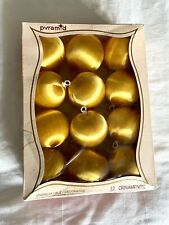 Vintage Christmas Ornaments  PYRAMID Yellow Gold Satin Unbreakable Original Box picture