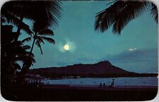 Waikiki HI-Hawaii, Moonlight Over Island Water, Vintage Postcard picture