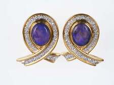 Estate 18k Black Opal Diamond earrings picture