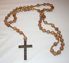 Giant wooden beaded rosary crucifix wall hanging 40