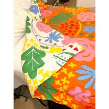 RARE VTG MARIMEKKO Reversible Onni Comforter - Twin/Full - White/Orange Floral picture