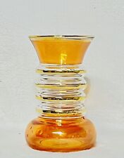 Vintage 1950's Amber Glass Posey/ Bud Vase w/ Flashed Hand Painted Gold Trim picture