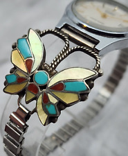 Rosita & Anselm Wallace Zuni Womens Ladies Sterling Butterfly Inlay Watch picture