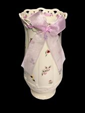 Posy Baskets Bulbous Vase by Lenox~ Pierced Scalloped Edge~Multicolor Flowers picture