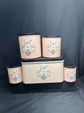 Vintage Decoware Tin Bread Box With (4) Matching Canisters READ DESCRIPTION picture