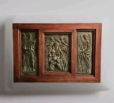 Religious Three Panel Framed VIRGIN MARY Ceramic Icon (1900s) France picture