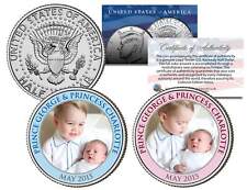 PRINCE GEORGE & PRINCESS CHARLOTTE Colorized 2015 JFK Half Dollar US 2-Coin Set picture