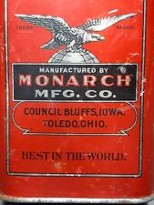 Monarch Mfg. Co. Oil Tin Can, Council Bluffs, Iowa, Toledo Ohio Petroleum Gas picture