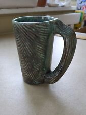 Vintage Gonder Pottery Twisted Bark Design Green Mug 902 picture