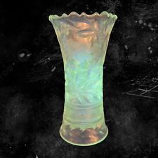 Antique EAPG McKee Innovation Clear Crystal Vase Manganese 365nm Green UV Glows picture
