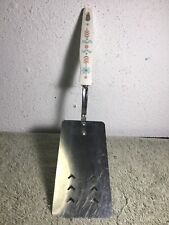 Vintage EKCO Slotted  Stainless Steel Spatula USA w/ White Pattern Handle 11.5” picture