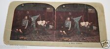 Original 1900's Antique Funny Young Inventor Boy Rocks Baby To Sleep Stereoview picture