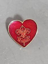 Vintage BSA Boy Scout BE PREPARED PIN Life Scout  Enameled Badge HEART Shaped  picture