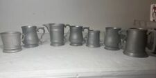 Set Of 7 English Pewter Antique Beer Mugs  picture