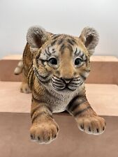 Tiger Cub Playing Statue Hi-Line Gifts Glass Eyes Resin Indoor Outdoor picture