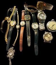 Lot Of 13 Vtg Watches Timex, Disney, Bulova Etc Parts Or Repair Some Gold READ picture