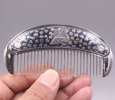 Real 999 Fine Silver Comb Vintage Many Blessing Thai Silver Comb Make Up/3.86inL picture