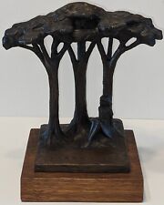 Dennis Smith THE WOODLANDS Bronze Sculpture Statue Wood Base SIGNED Trees Girl picture