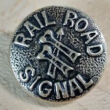Vintage SIGNAL RR RAILROAD Button Metal Dome Square Shank Gold-Tone~Railroadiana picture