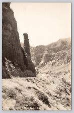 Devils Chimney Wind River Canyon Wyoming Real Photo RPPC Postcard picture
