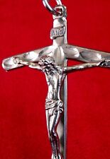 Nun's Vintage Pope Francis Crozier Staff Style Sterling Silver Cross Crucifix picture