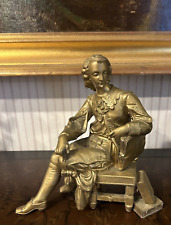 Antique Gold Spelter Metal Gentleman Figure Old Ansonia Clock Statue Topper picture