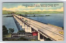 York PA-Pennsylvania Turnpike Susquehanna River Bridge, Vintage c1950 Postcard picture