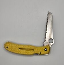 Vintage Spyderco Yellow Rescue Clip It Serrated folding knife Japan picture