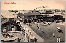 VINTAGE POSTCARD A PANORAMIC VIEW OF COLOMBO HARBOUR CEYLON c. 1915 picture