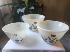 Vintage Set of 3 Fire King Wear Glass Tulip Mixing Bowls  picture
