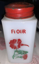 Vintage Milk Glass Shaker FLOUR NASTURTIUM Flower TIPP CITY Rare picture