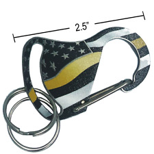 Thin Gold Line Carabiner Keychains with 2 key rings 911 dispatcher yellow securi picture