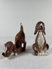 Vintage German Bavarian Hound Dog Set Bobblehead Nodder Ceramic Hand Painted picture