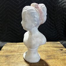 Mid Century Shabby Chic Small Vintage Female Bust Statuette Betty Page Pinup picture