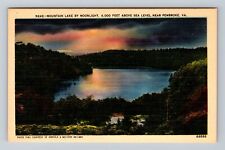 Pembroke VA-Virginia, Aerial Mountain Lake By Moonlight, Vintage Postcard picture