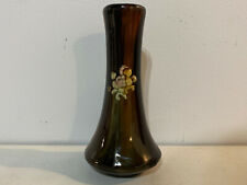 Vintage Antique Rockingham Glaze Porcelain Bud Vase w/ Flower Motif picture