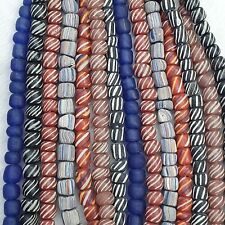 Lot 7 Strands Vintage AFRICAN Multicolor Stripes GLASS BEADS 7-9MM necklace L4 picture