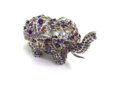 GemStudded Semi Precious Stones Silver Lucky Elephant Gift  Decor Paperweight picture