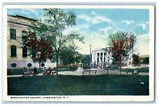 1924 Washington Square Tourists Benches Charleston South Carolina SC Postcard picture
