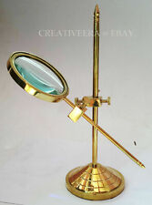 Magnifier Magnifying Glass.Solid Brass Desktop Vintage Adjustable Stand  picture