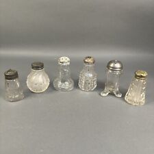 Lot of 7 SINGLE EAPG Salt/Pepper shakers Tripod Ribbed Swirl Cut Glass picture