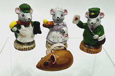 Vintage Russ Berrie & Co Mouse Porcelain Miniatures Made in Sri Lanka Lot of 4 picture
