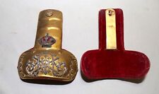 Pair of Antique 1800's Spanish Epaulettes Gilded Brass silver Military Soldier picture