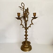 Antique Dutch Brass St. Christopher Christ Child Candelabra Candle Holder RARE picture