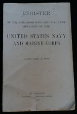 Register USN USMC Commission Warrant Officers Navy Marine Corps Jan. 1908 Book picture